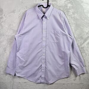 Brooks Brothers Madison Shirt‎ Button Down 16.5 35 Purple Gingham Spring Formal